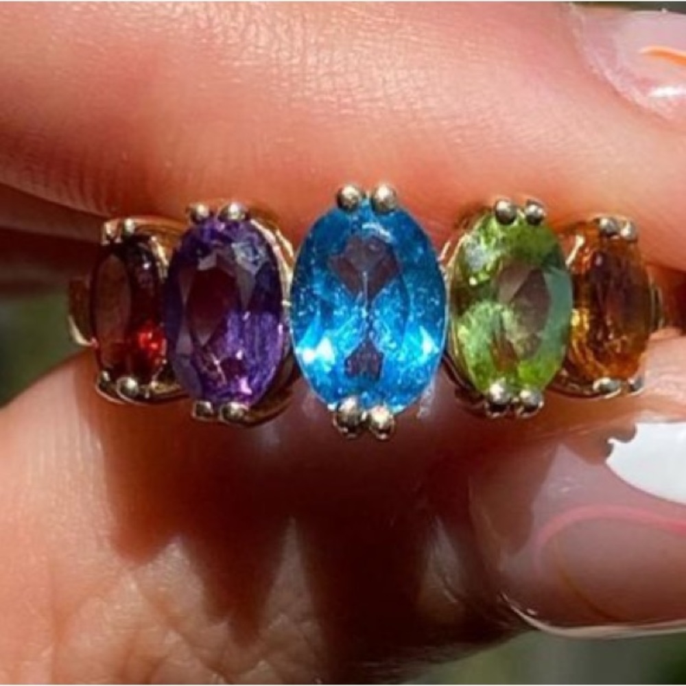 Multicolor Gemstone Gold Ring - Picture 2 of 12